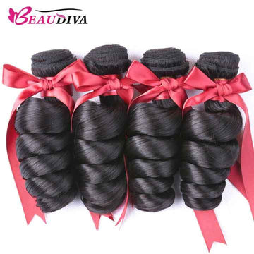 Beaudiva Loose Wave Human Hair Weave 4 Bundles Deal Virgin Human Hair
